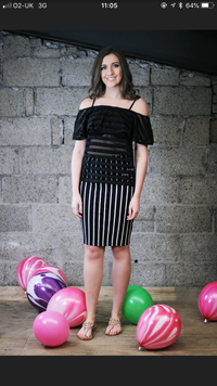 Garcia Black Striped Pencil Skirt, P80327 freeshipping - Ruby 67 Boutique