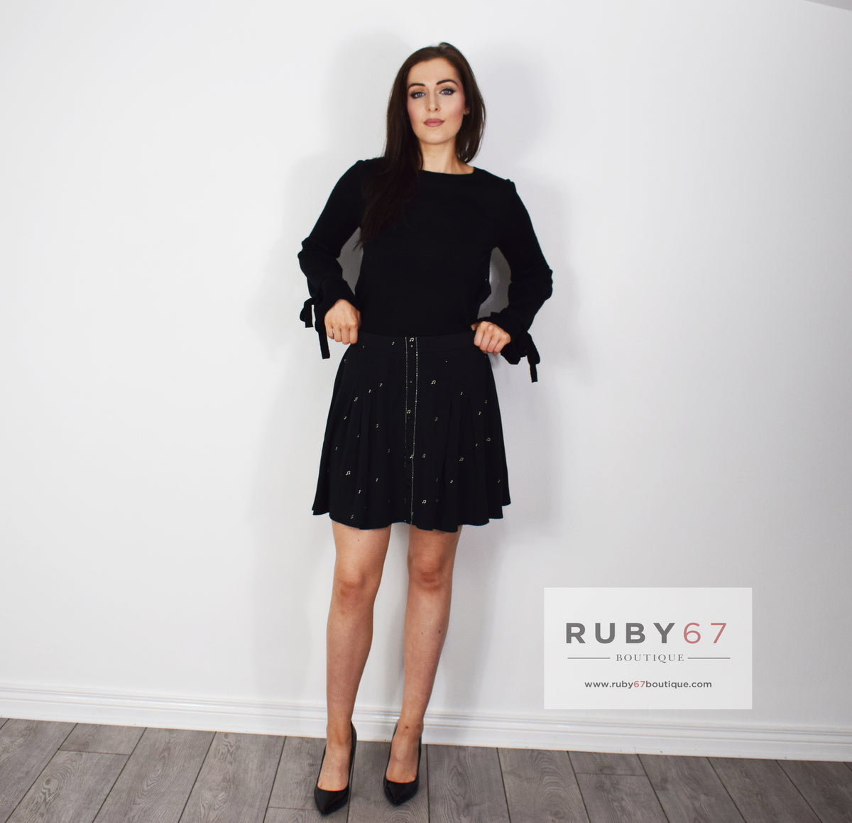 Otto Black Skirt with Musical Note freeshipping - Ruby 67 Boutique